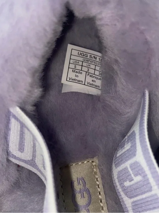 UGG White Fluff Slide Slippers with Branded Heel - Picture 3 of 3